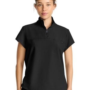 Healing Hands Women's Partial Zip Stand Collar Top